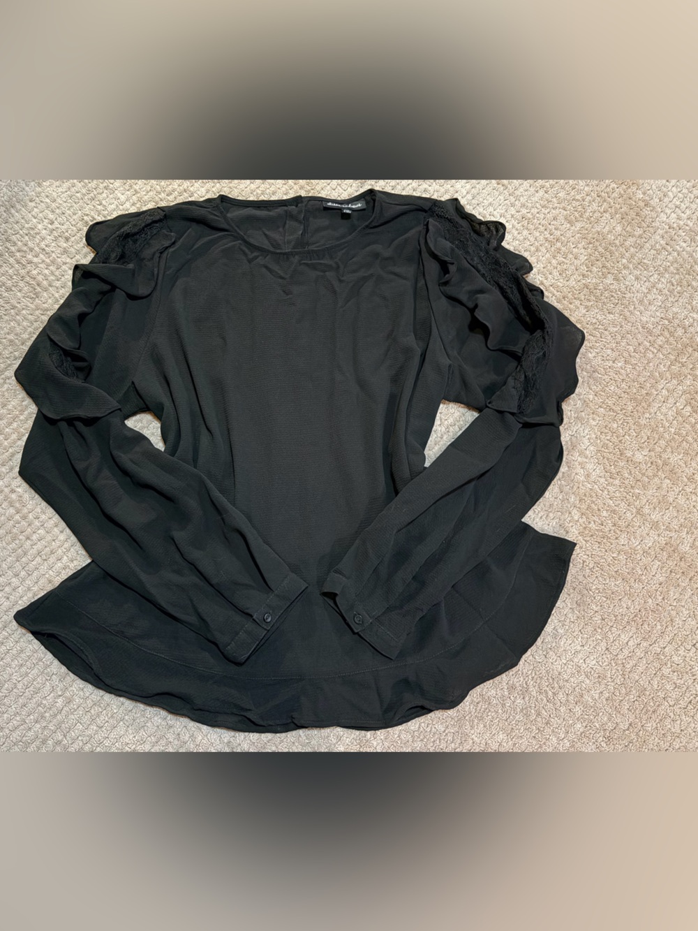 Elegant Black Ruffle Long-Sleeve Blouse